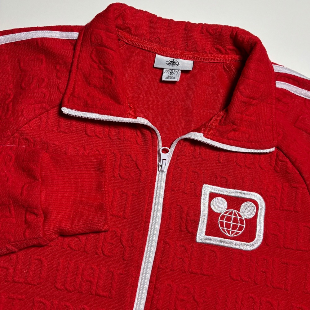Walt‎ Disney World Parks Retro Red Track Jacket Small Embossed Logo